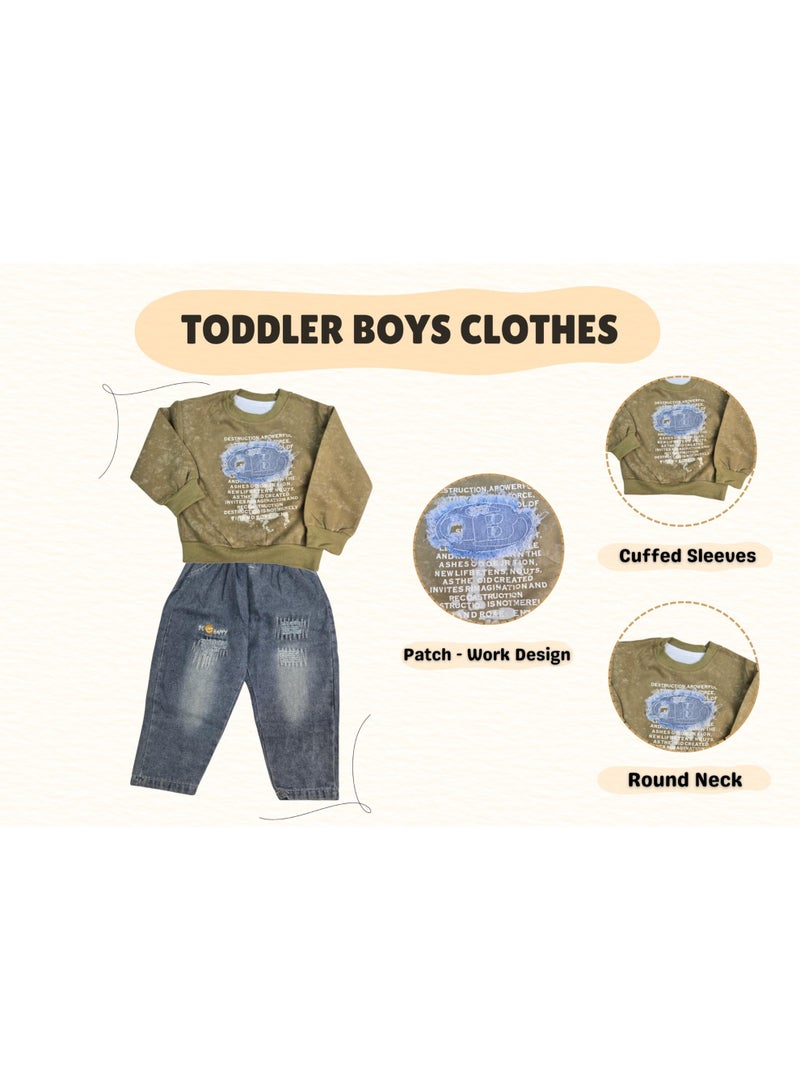 MINIIMODZ Minii Modz Denim Pant & Full Sleeve Shirt Top Set for Boys | Ethnic Inspired Clothes | Pant Top Set for Boy | Best Gift for Diwali & Festivals - Image 3